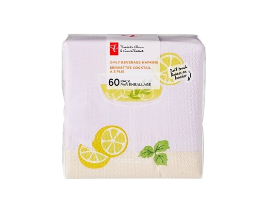 3 Ply Beverage Napkins 60 Pack - Cocktail - 60.0 EA
