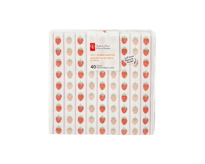 3 Ply Dinner Napkins 40 Pack - Strawberry - 40.0 EA