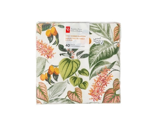 3 Ply Dinner Napkins 40 Pack - Tropical - 40.0 EA