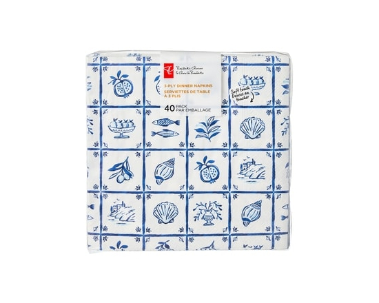 3 Ply Dinner Napkins 40 Pack - Tiles - 40.0 EA