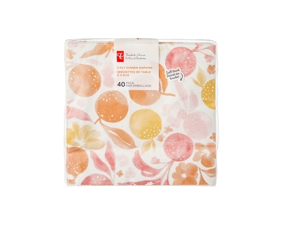 3 Ply Dinner Napkins 40 Pack - Citrus - 40.0 EA