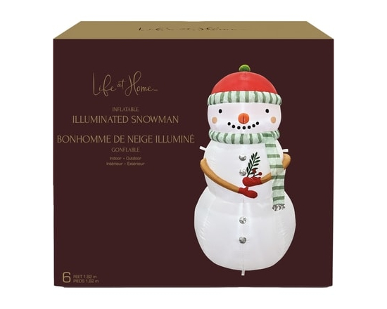 Bonhomme de neige illuminé gonflable 6 pi - 1.0 EA