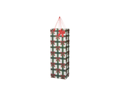 Life at Home Bottle Gift Bag - Plaid Bows - 1.0 EA