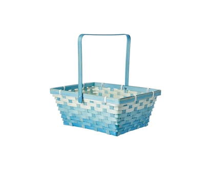 Large Rectangular Bamboo Easter Basket - Blue - 1.0 EA