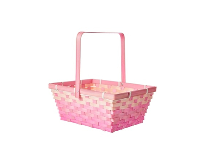 Large Rectangular Bamboo Easter Basket - Pink - 1.0 EA