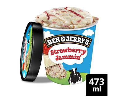 Ben & Jerry's Ice Cream with Fairtrade Ingredients Strawberry Jammin Non-Gmo - 473.0 ML