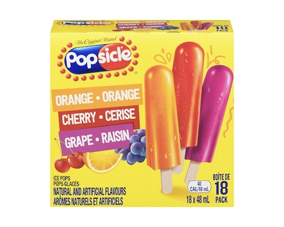 Popsicle Ice Pops - Orange, Cherry, Grape - 18.0 EA