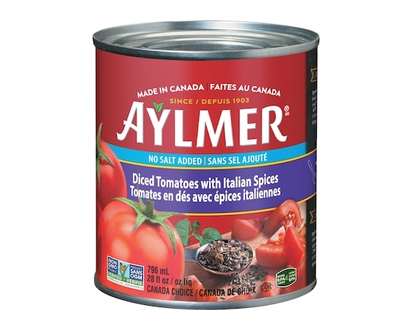 Aylmer Diced Tomatoes with Italian Spices, No Salt Added - 796.0 ML