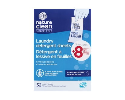 Nature Clean Laundry Detergent Strips fragrance-Free - 32.0 EA
