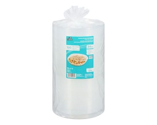 Clear Base Round Takeout Container w/ Lid 1000ml 50/Pack - 50.0 EA