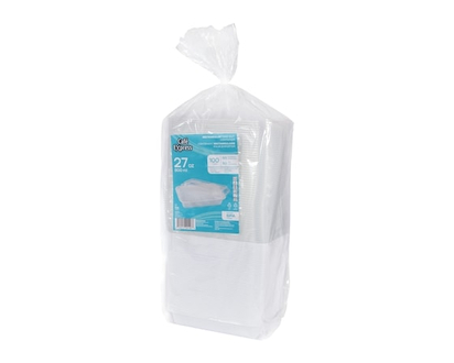 Black Base Rectangular Takeout Containter 800mL with Lid, 50 Per Pack - 50.0 EA