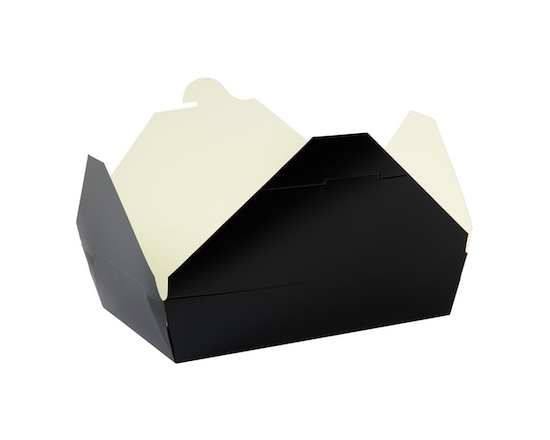 Elite Black Takeout PE Box #2 (19.7cm x 14cm x 4.7cm) 50/Pack - 50.0 EA