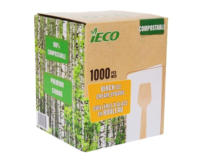 Cuillère en bouleau pour crème glacée 9.5cm 1000/Pqt - 1.0 EA