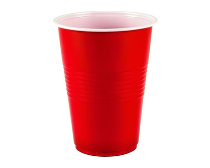 Conglom 16oz Plastic Beer Cups, Red and White, 10 Per Pack - 10.0 EA
