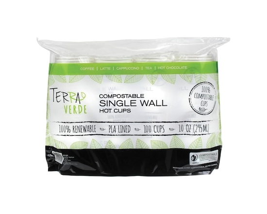 10oz Compost Single Wall Cup 100/Pack - 1.0 EA
