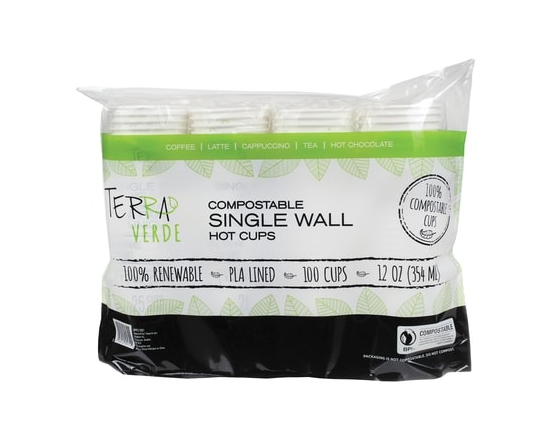 12oz Compost Single Wall Cup 100/Pack - 1.0 EA
