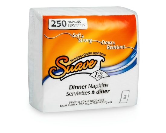 Dinner Napkins 1-Ply 12x250/Bag - 12.0 EA