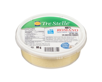 Tre Stelle 100% Romano 27% M.F. Cheese Grated - 80.0 G