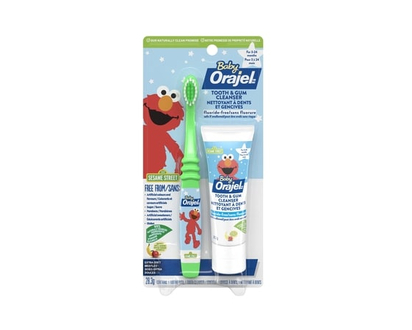 Orajel Tooth and Gum Cleanser with Toothbrush, Apple & Banana - 28.3 G
