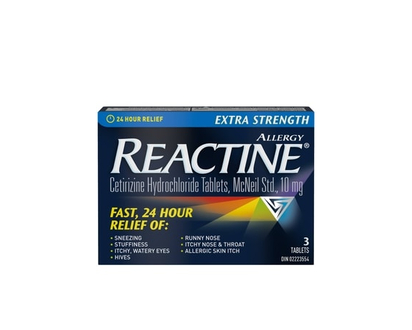 Reactine Tablets Extra Strength 10 mg - Trial & Travel Size - 3.0 EA