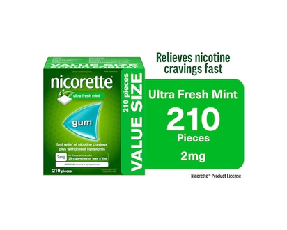 Nicorette Nicotine Gum, Ultra Fresh Mint, 2mg - 210.0 EA