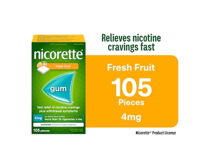 Nicorette Gum, Nicotine 4mg, Fresh Fruit - 105.0 EA