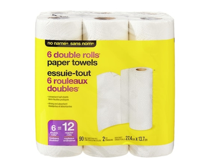 No Name Double Rolls Paper Towels 6 Pack - 6.0 EA