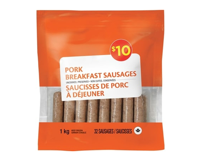 Autres marques contrôlées – Div Saucisses de porc à déjeuner - 1.0 KG