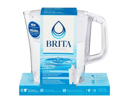 Brita Small 6 Cup Water Filter Pitcher with 1Standard Filter, Made Without BPA, Denali, White - 1.0 EA