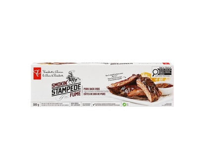 President's Choice Fully Cooked Pork Back Ribs, Smokin Stampede - 500.0 G