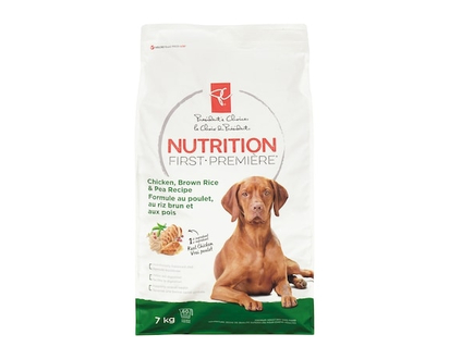 President's Choice Nutrition First Dog Food, Chicken, Brown Rice & Pea - 7.0 KG
