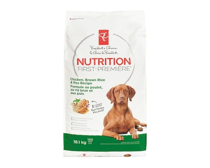 President's Choice Nutrition First Dog Food, Chicken, Brown Rice & Pea - 18.14 KG