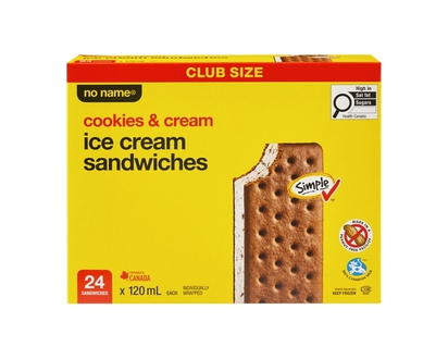 Sans Nom Sandwiches à la crème glacée biscuits et crème, format club - 120.0 ML