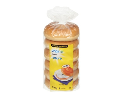 No Name Bagel Plain, 6 Pack - 510.0 G