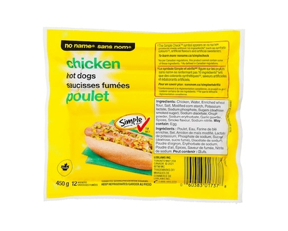 Sans Nom Hot-dogs au poulet - 450.0 G