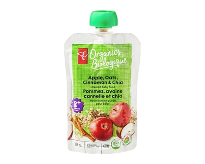 PC Organics Organics Apple, Oats, Cinnamon, and Chia Strained Baby Food - 128.0 ML