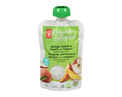 PC Organics Mango, Apple & Peach With Yogurt Strained Baby Food - 128.0 ML