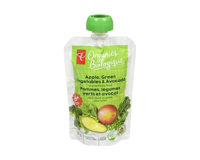 PC Organics Apple, Green Vegetables & Avocado Strained Baby Food - 128.0 ML