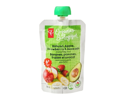 PC Organics Organics Banana, Apple, Strawberry, and Avocado Strained Baby Food - 128.0 ML