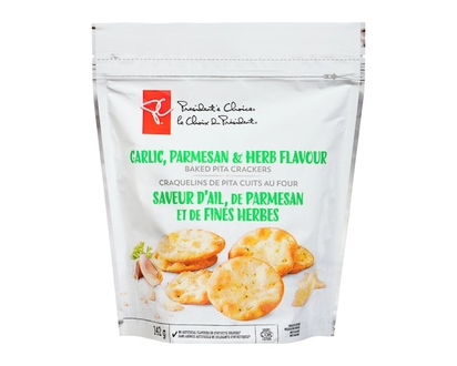 President's Choice Garlic, Parmesan, & Herb Baked Pita Crackers - 142.0 G