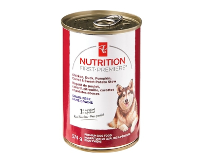 President's Choice Nutrition First Chicken, Duck, Pumpkin, Carrot, and Sweet Potato Stew Premium Dog Food - 374.0 G