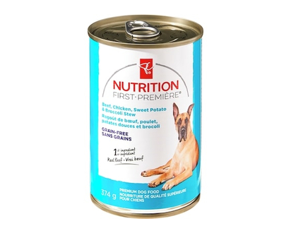 President's Choice Nutrition First Beef, Chicken, Sweet Potato, and Broccoli Stew Premium Dog Food - 374.0 G