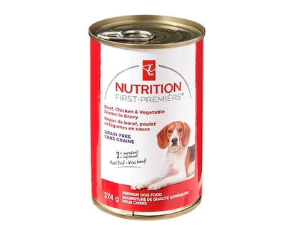 President's Choice Nutrition First Beef, Chicken, and Vegetable Dinner in Gravy Premium Dog Food - 374.0 G
