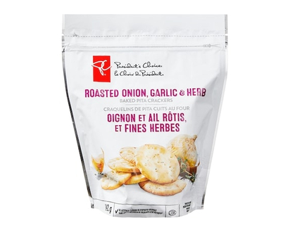 President's Choice Roasted Onion, Garlic and Herb Baked Pita Crackers - 142.0 G