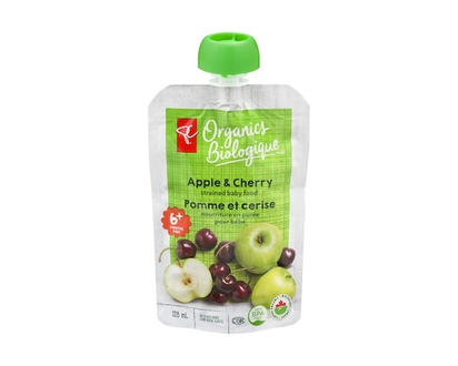 PC Organics Apple & Cherry Strained Baby Food - 128.0 ML