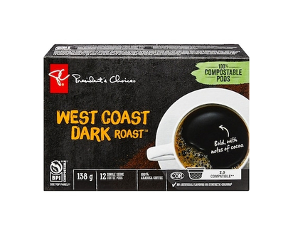 le Choix du Président Cartouches individuelles de Café noir de la côte Ouest Gourmet - 12.0 EA