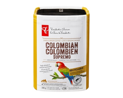 President's Choice PCÂ® Colombian Supremo Single Origin Medium Roast Fine Grind Coffee - 340 G