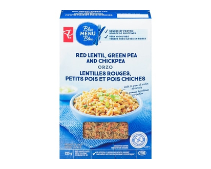 PC Blue Menu Red Lentil, Green Pea And Chickpea Orzo Rice-Shaped Pasta - 225.0 G