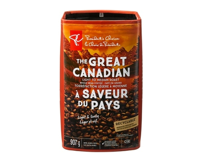 President's Choice The Great Canadian Light to Medium Roast Whole Bean Coffee - 907.0 G