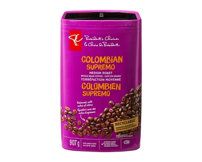 le Choix du Président Café Colombien Supremo de torréfaction moyenne en grains PCᴹᴰ - 907.0 G